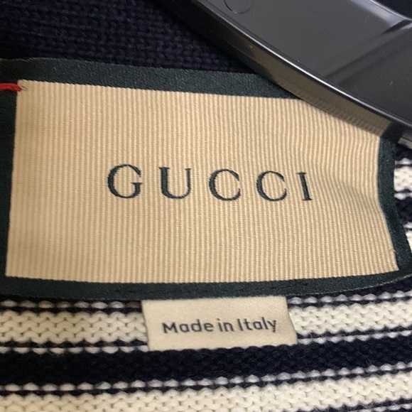 Gucci 3k Runway Limited Edition Gucci Logo Cardigan Sweater men’s small navy red - Picture 7 of 10